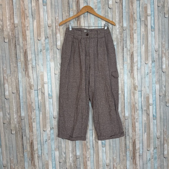 Asos 4 Pleated 100% Cotton Trouser Pant High Waisted Relaxed Wide Leg Minimalist - Picture 3 of 11